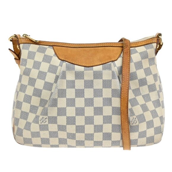LOUIS VUITTON Siracusa PM Shoulder Bag Damier Azur Leather White N41113 84AA030 - Picture 1 of 16